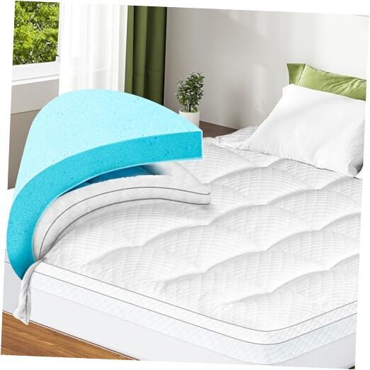 Dual Layer 3 Inch Memory Foam Mattress Topper King Size, 2 Inch Cooling Gel