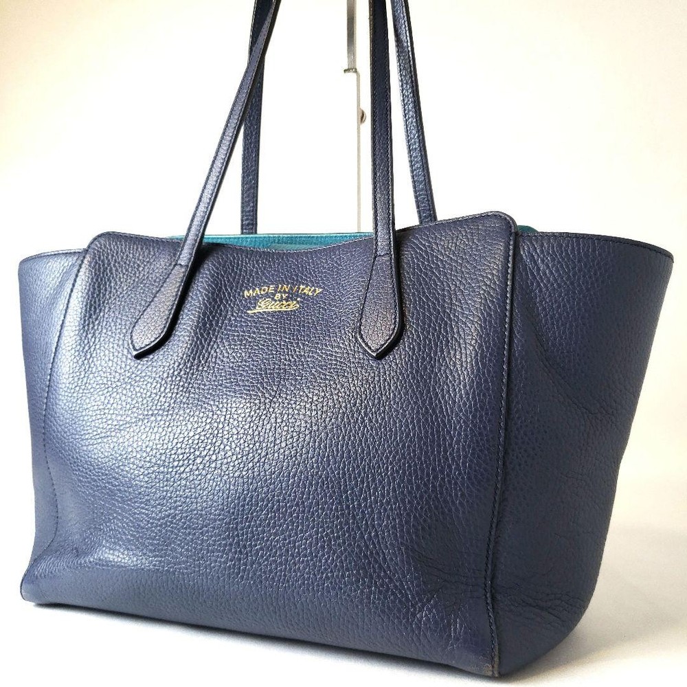 Gucci Swing Leather Bicolor A4 Tote Handbag New