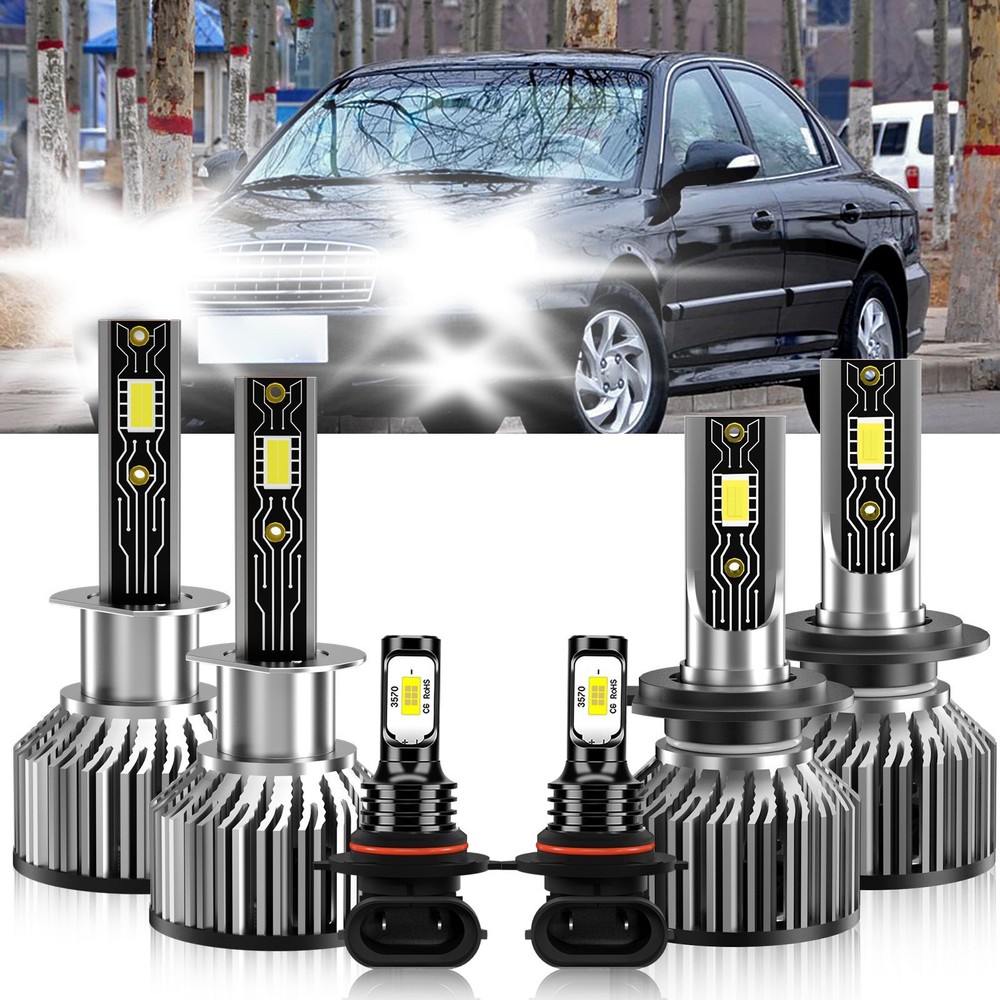 For Hyundai Sonata 2002-2005 Combo LED Headlight Hi Lo+Fog light Bulbs 6500K Kit