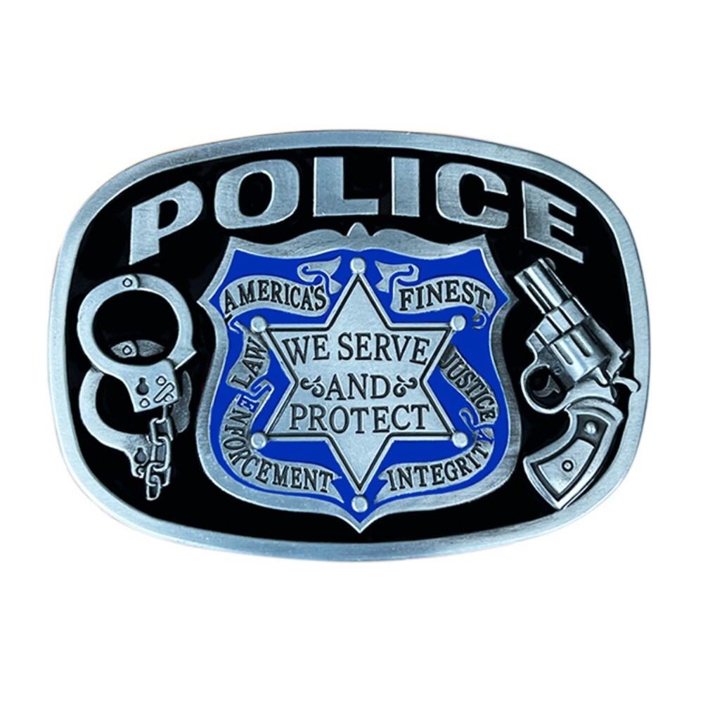 American Cops Western Belt Buckle for Military & Police Enthusiasts Cowboy Rodeo