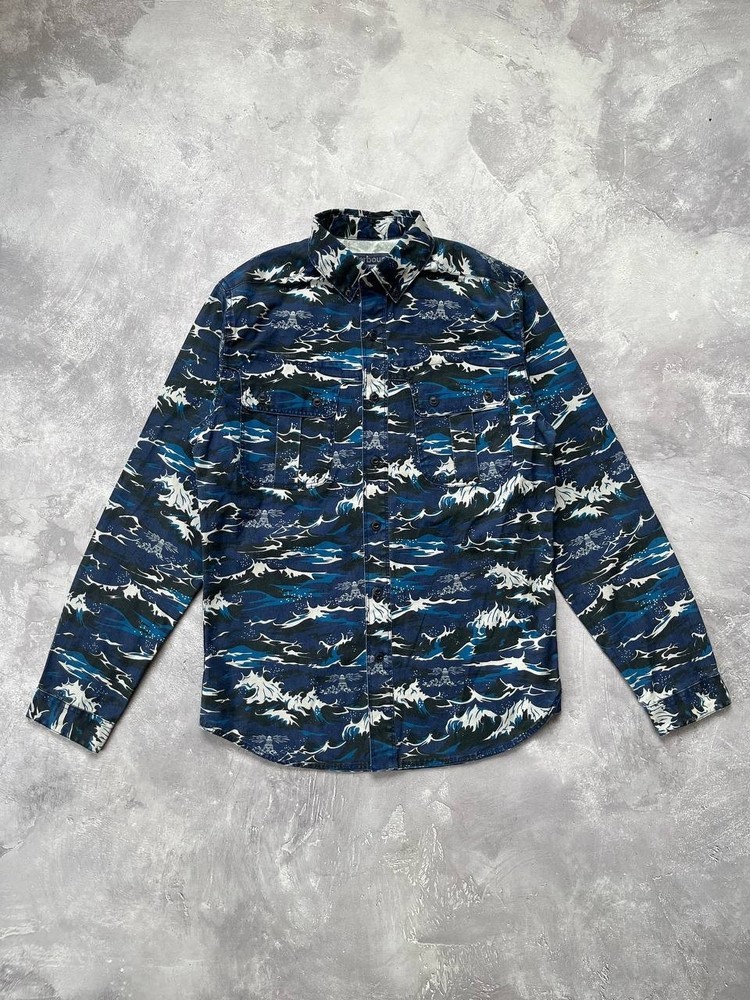 Barbour White Mountaineering Cargo Blue Camouflage Cotton Overshirt Shirt S
