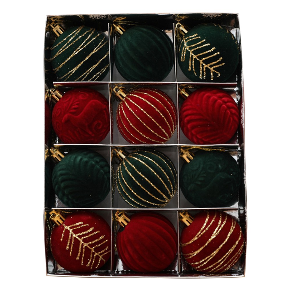 Velvet Christmas Ornaments Balls 12X Shatterproof Christmas Tree