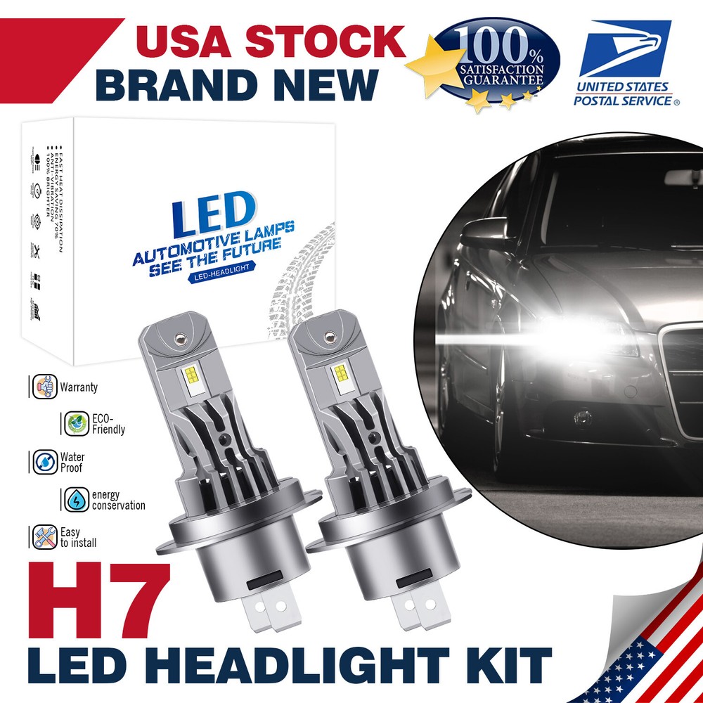 H7 Modigt LED Headlight Bulbs 8000lm High Beam 6000K Cool White Bright Lamp Kit
