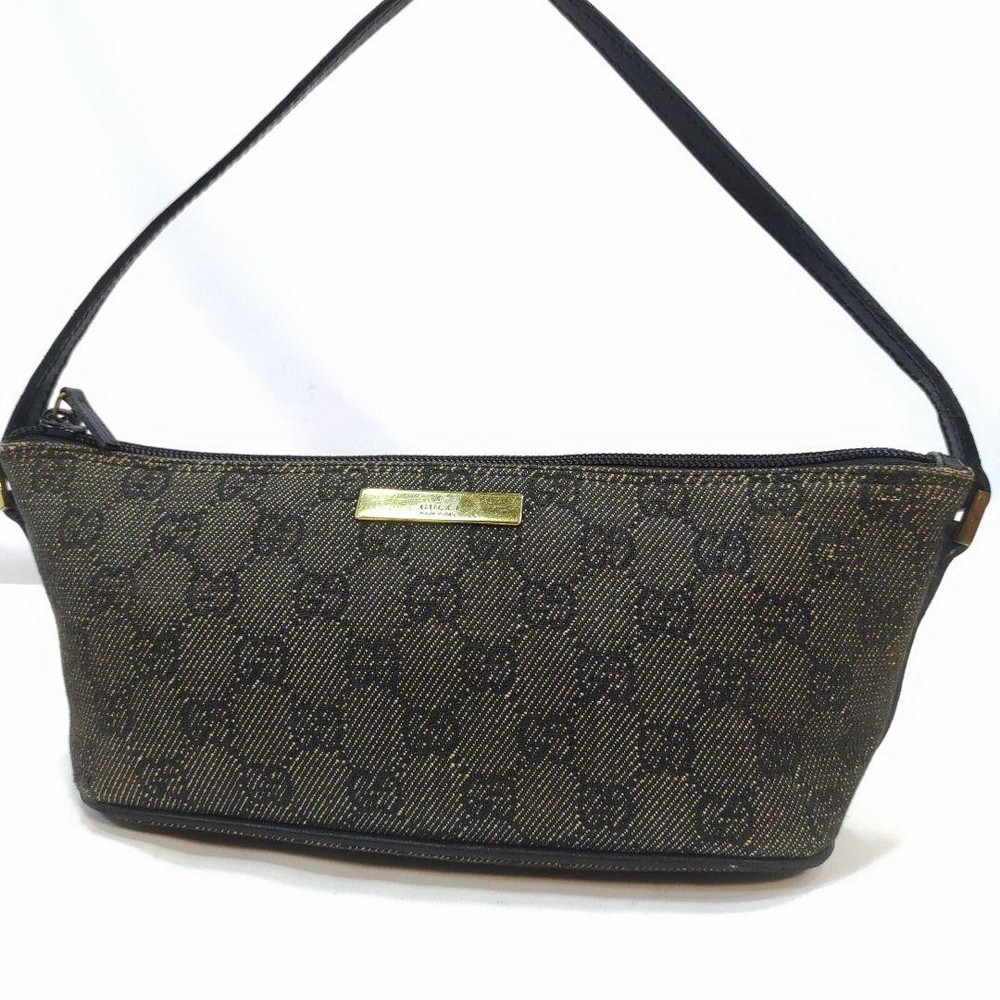 Gucci GG monogram black leather and canvas accessory pouch