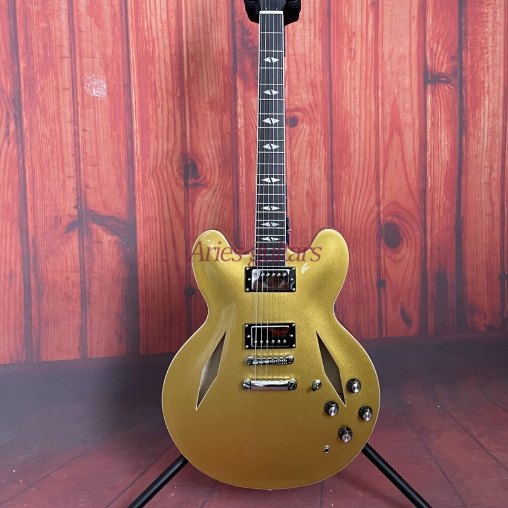 Metallic Gold DG-335 Maple Semi Hollow Electric Guitar with HH Pickup Available Now
