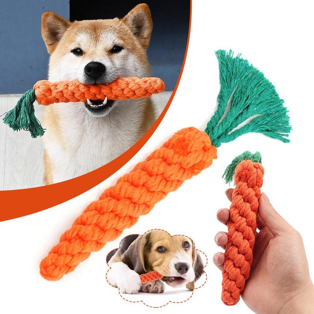 Puppy Chew Dog Toys Carrot Cotton Pet Rope Chew Toys Pet Teeth Cleaning Chewing
