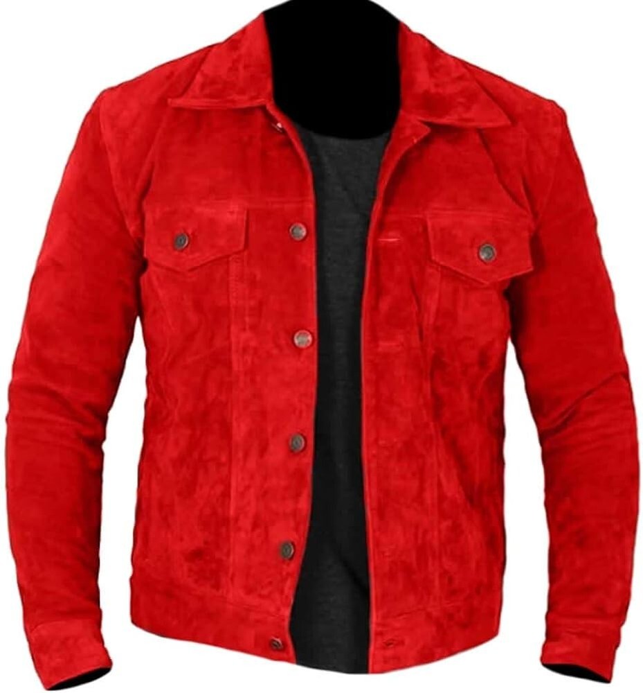 Men Classic Trucker Suede Leather Jacket Denim Style Western Cowboy Shirt MTJ10a