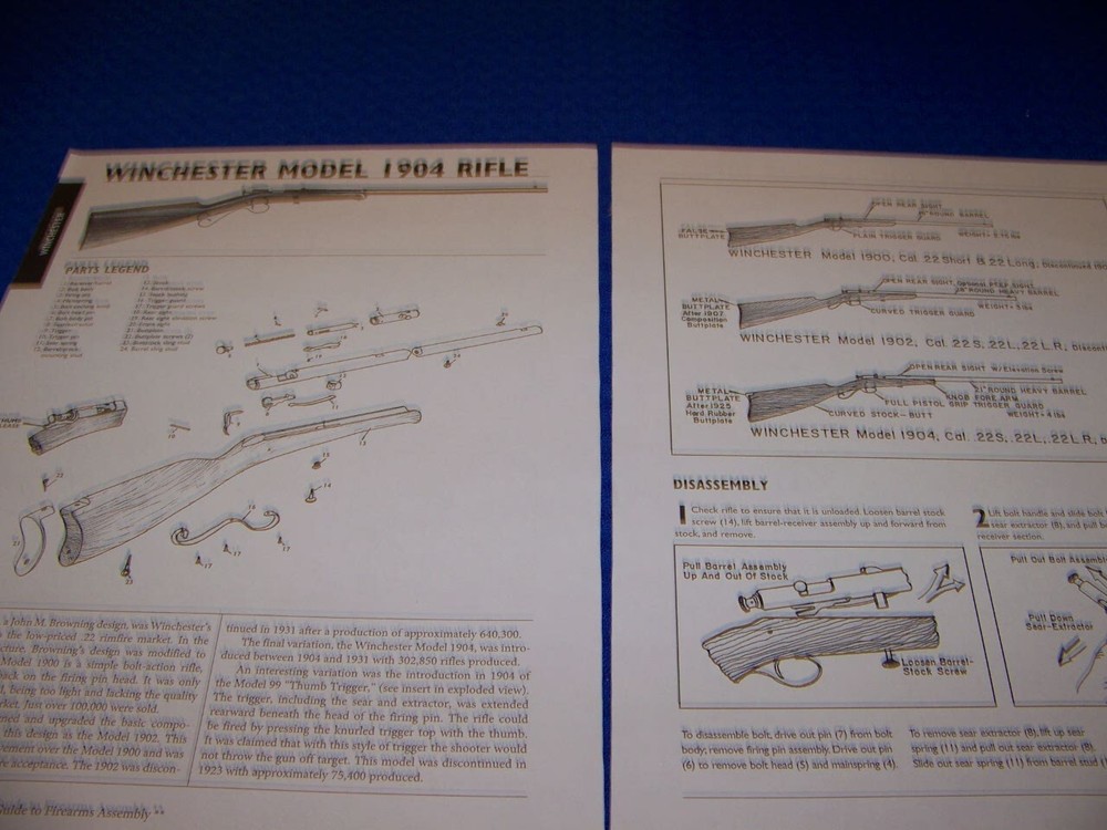 Winchester Model 1904 Rifle 22LR Legend Exploded View Disassembly 258mm