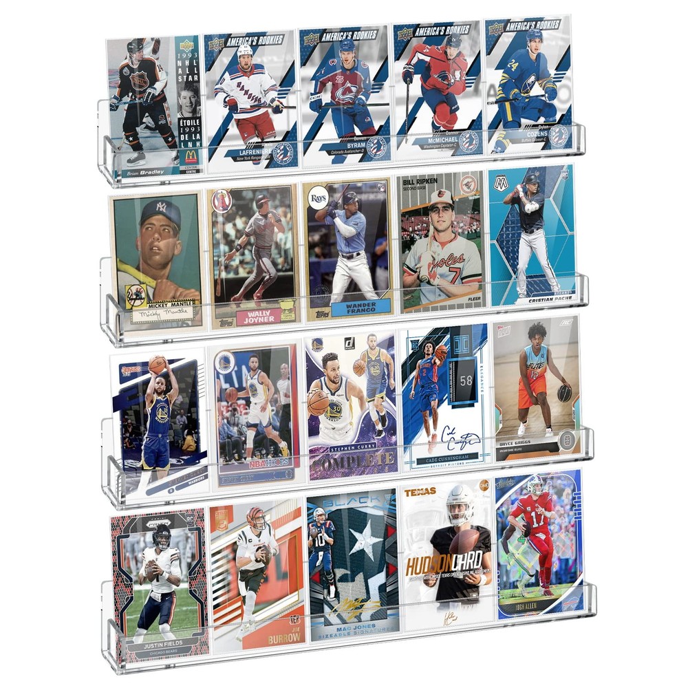 Sports Card Display Shelf for Wall, Hold 16 Graded Cards or 20 Sleeved Tradin...