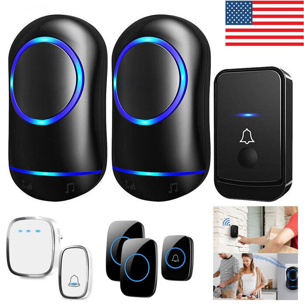 Wireless Plug-In Waterproof Doorbell with Long Range Receiver and Adjustable Volume Chime