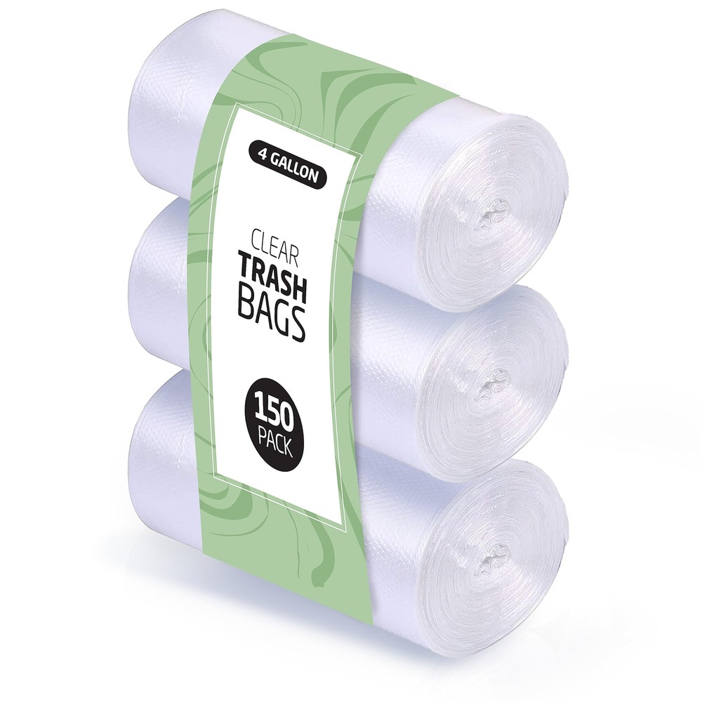 4 Gallon Trash Bags - 150 Small Mini Garbage Bags | 17