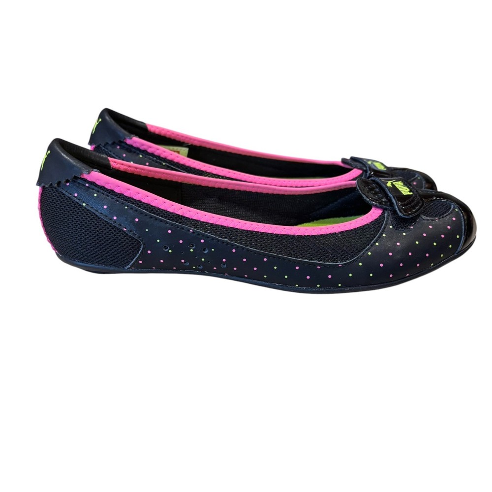Rare Puma Zandy Black Polka Dot Ballet Flats 6.5 French Girl Sporty Coquette
