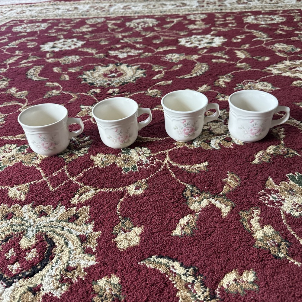 Vintage Pfaltzgraff Tea Rose Stoneware Coffee Cup Lot of 4