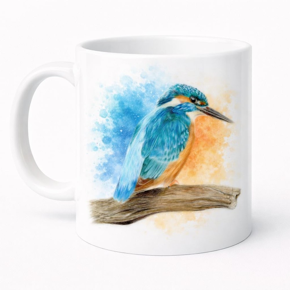 Kingfisher Watercolour Mug Brew Crew Gifts 11 Oz Ceramic Dishwasher Safe