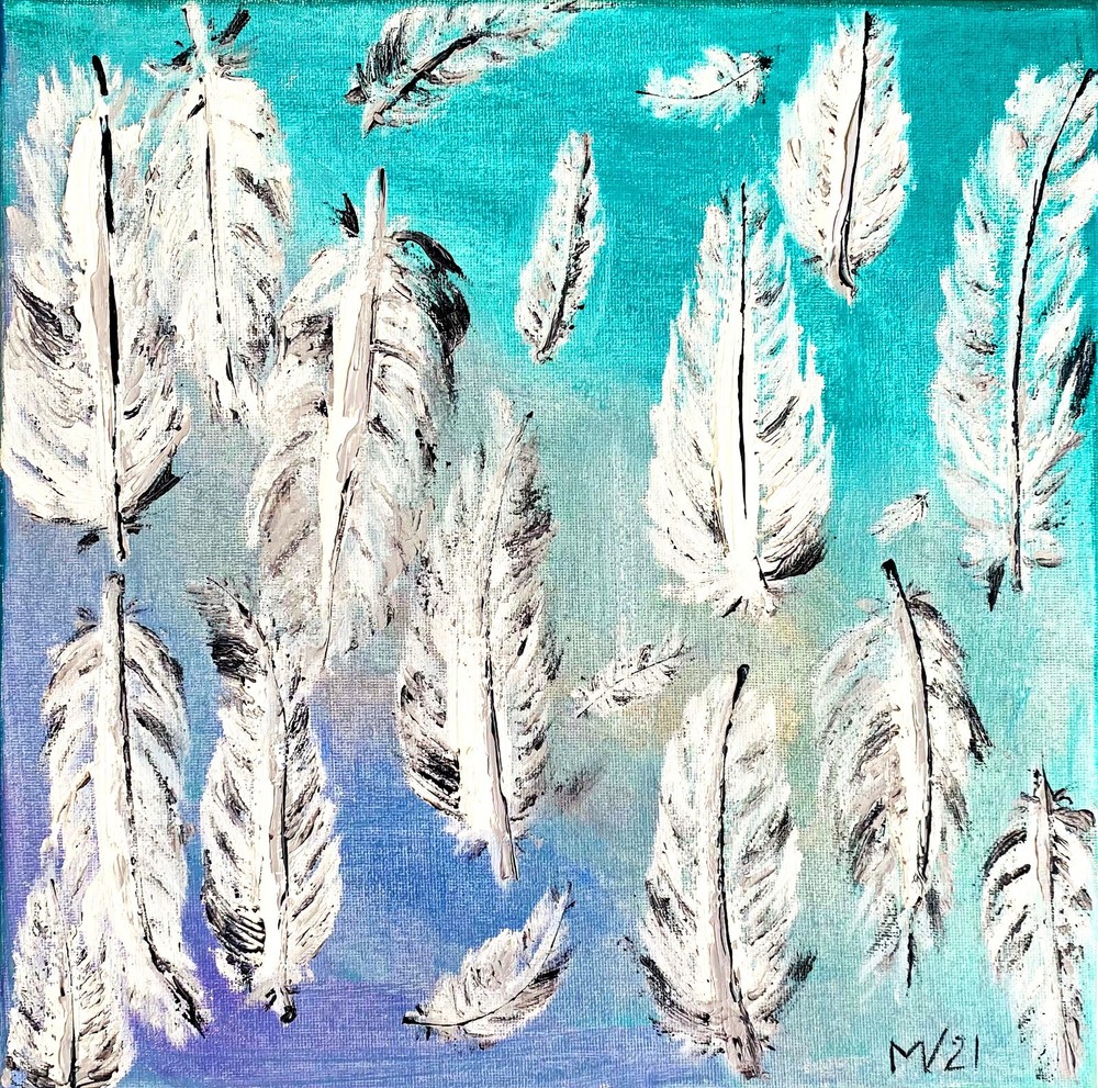 Feathers Painting ORIGINAL Painting Feathers Artwork Eagle Feather Oil Wall Art