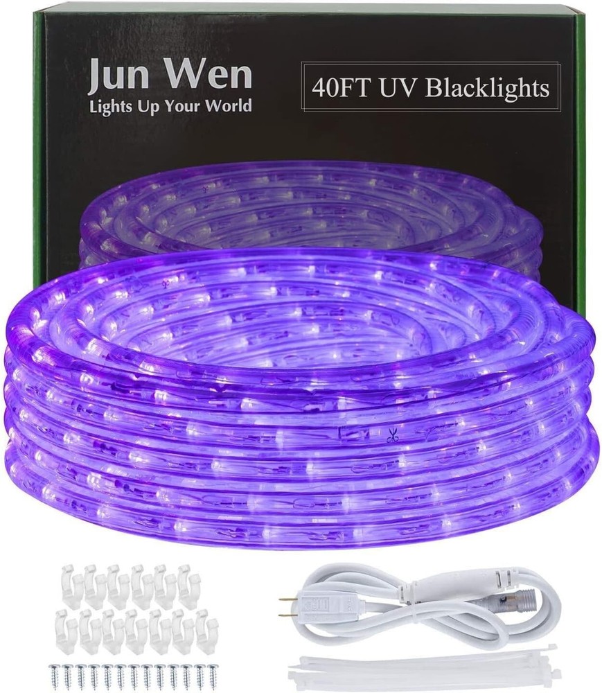 BlackLights LED Rope Strip Lights 110V Outdoor Black Lights Kit Waterproof 43...