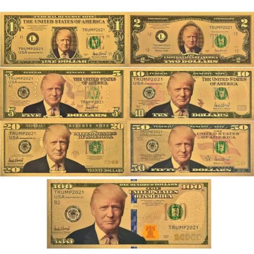 7pc Set President Donald Trump 2024 $1 $2 $5 $10 $20 $50 $100 7pc Set Bills