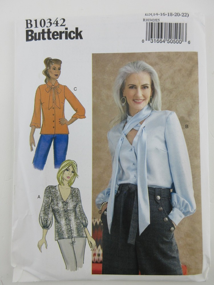 Butterick Pattern Women Loose-fit Button Front Tops Blouse B6710/B10342 Sz 14-22