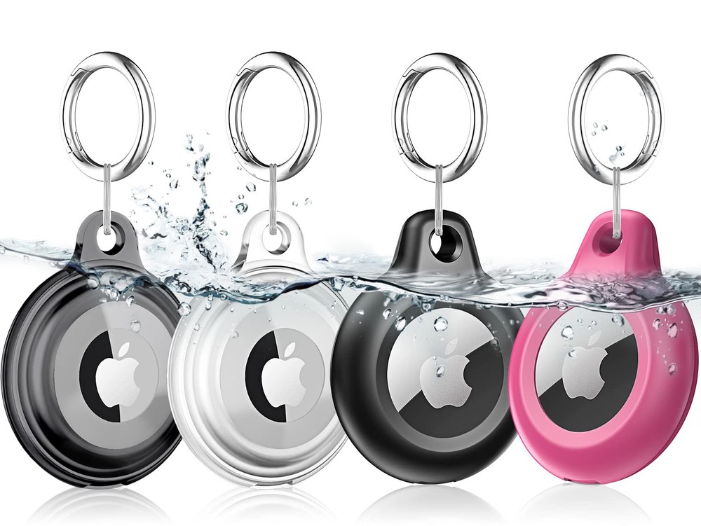 4 Pack Waterproof Shockproof AirTag Holder Case with Keychain and Dust Protection