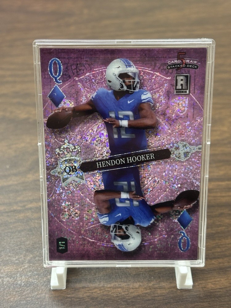 Hendon Hooker 2023 Wild Card 5 Card Draw Purple Disco Mirror Rookie 1/1 Lions