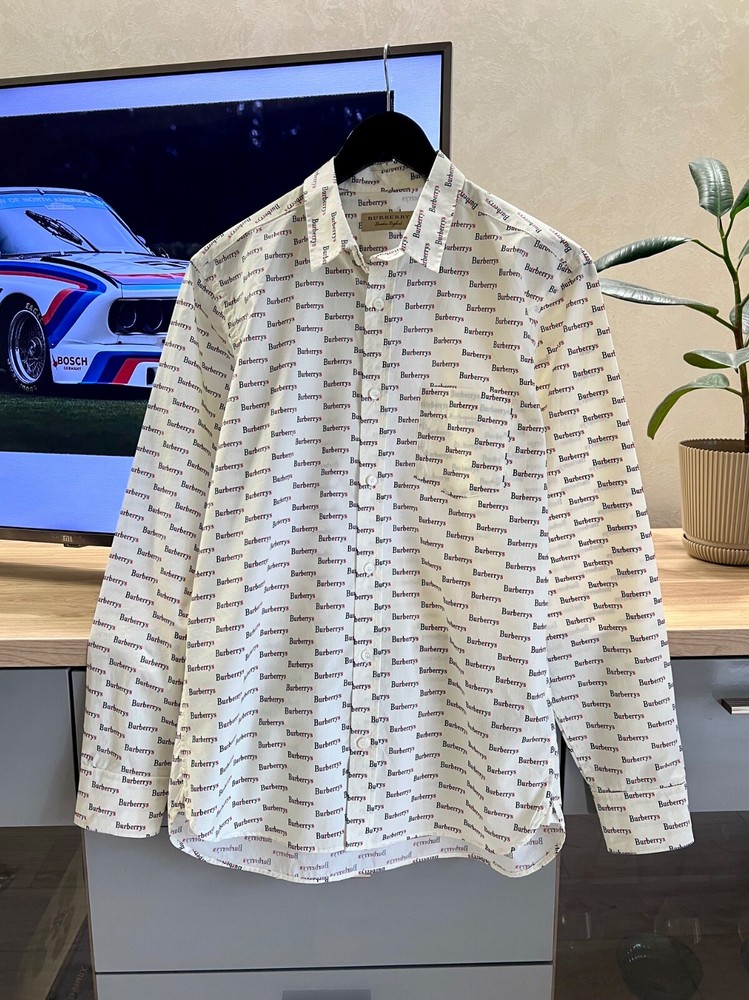 Burberry London cotton monogram print button up shirt for men size S