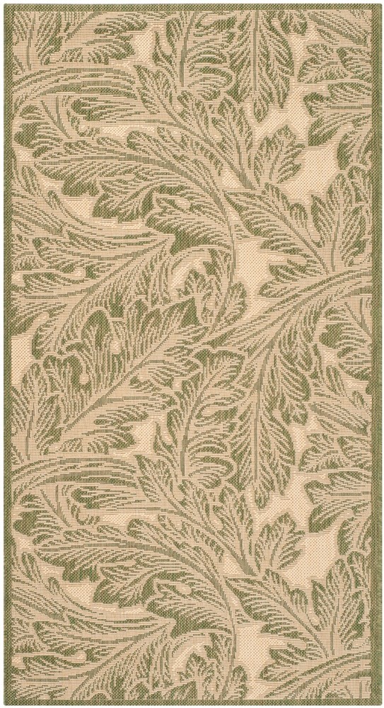 SAFAVIEH Courtyard Connie Floral Indoor Outdoor Rug in Natural Olive 2x3
