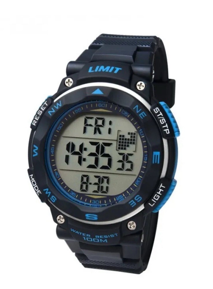 Limit Mens Digital Black & Blue Sports Watch