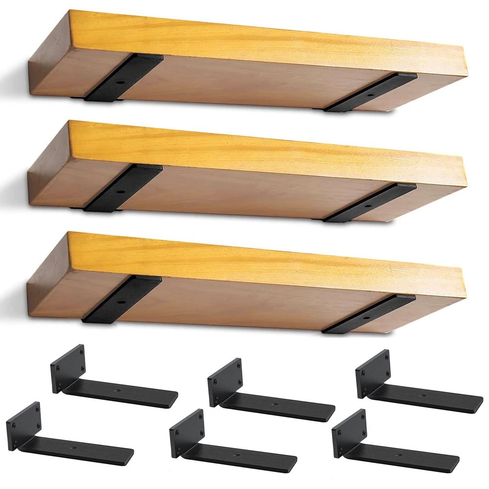 Heavy Duty 1/5 Inch Thick Black Metal Floating Shelf Brackets