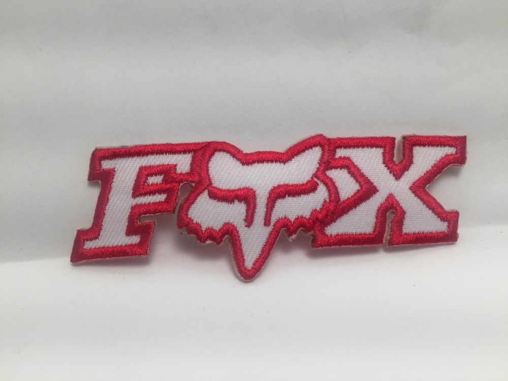FOX BIKE  NEW EMBROIDERED  IRON ON  PATCHES 1-1/4t  X  3-1/2w