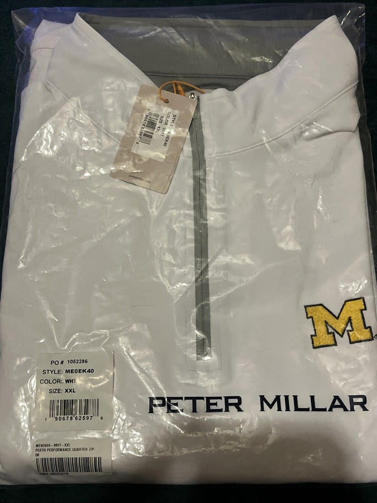 Peter Millar 1/4 Zip XXL  Mens Michigan Wolverines Perth Performance Pullover
