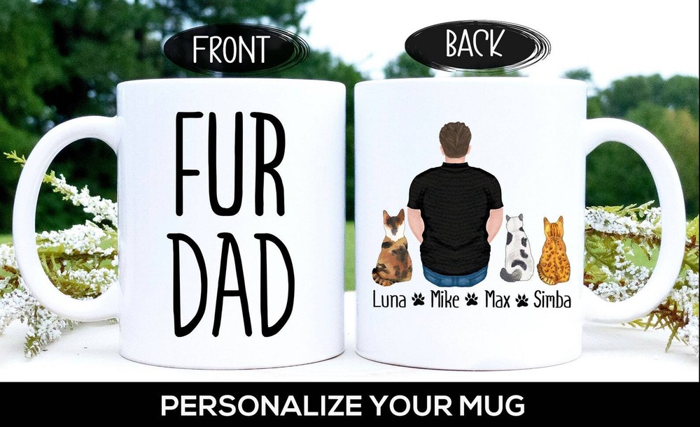 Fathers Day Gift From Dog Or Cat Personalized Fur Dad Mug Gift For Men Custom Pe-image