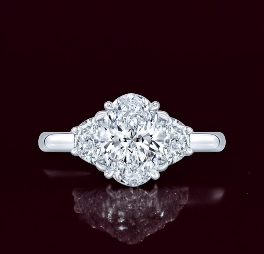 Diamond Engagement Ring Lab Grown Oval 2.80 Ct IGI 950 Platinum Christmas Sale-image
