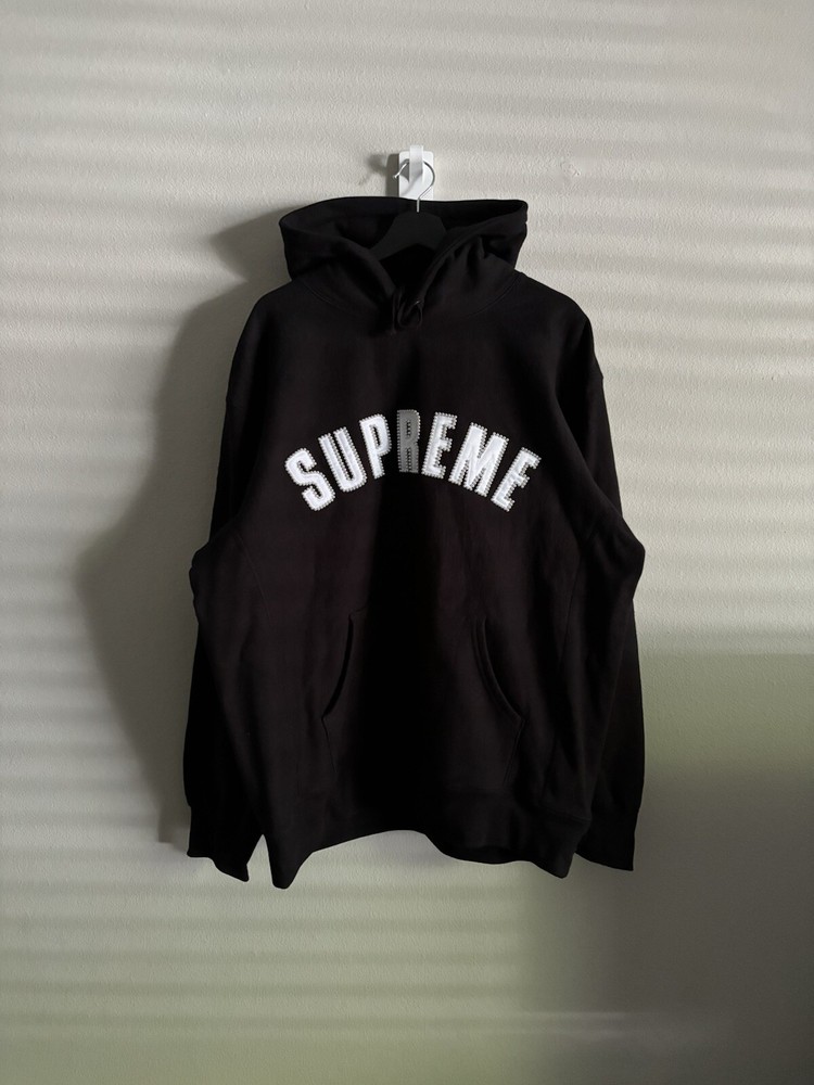 Supreme Pearl Logo Hoodie Hooded Sweatshirt - Black -