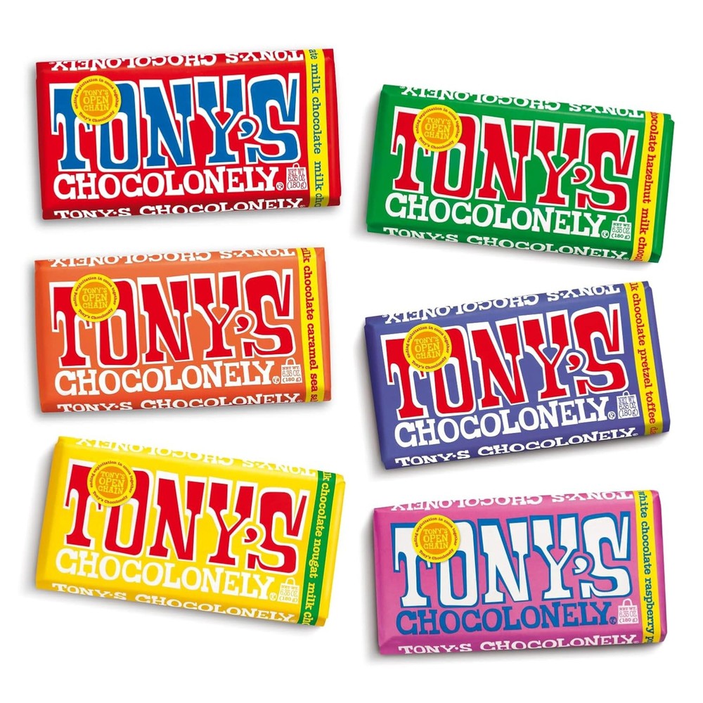 Tony’s Chocolonely Super Duper Milk Chocolate Candy Bar Bundle, Milk & White ...