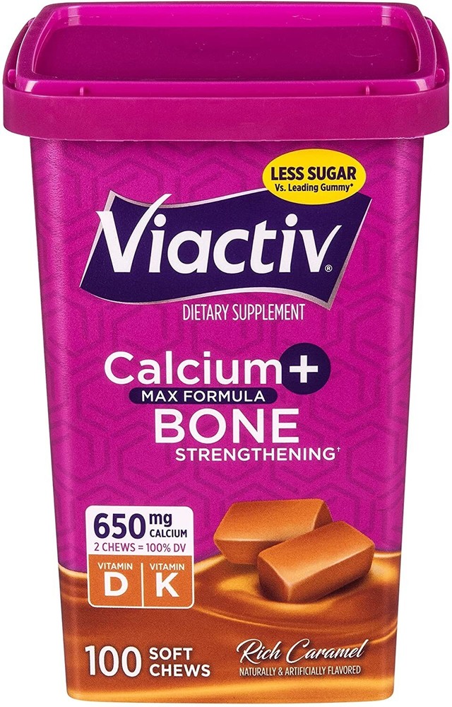 Viactiv Calcium Supplement Soft Chews, Caramel (100CT) Vitamin D&K