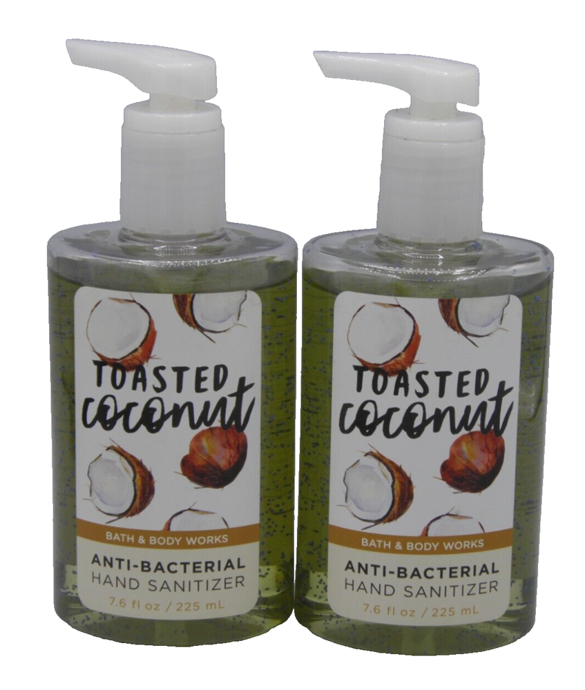 2 Bath Body Works TOASTED COCONUT AntiBacterial Hand Sanitizer Gel Pump