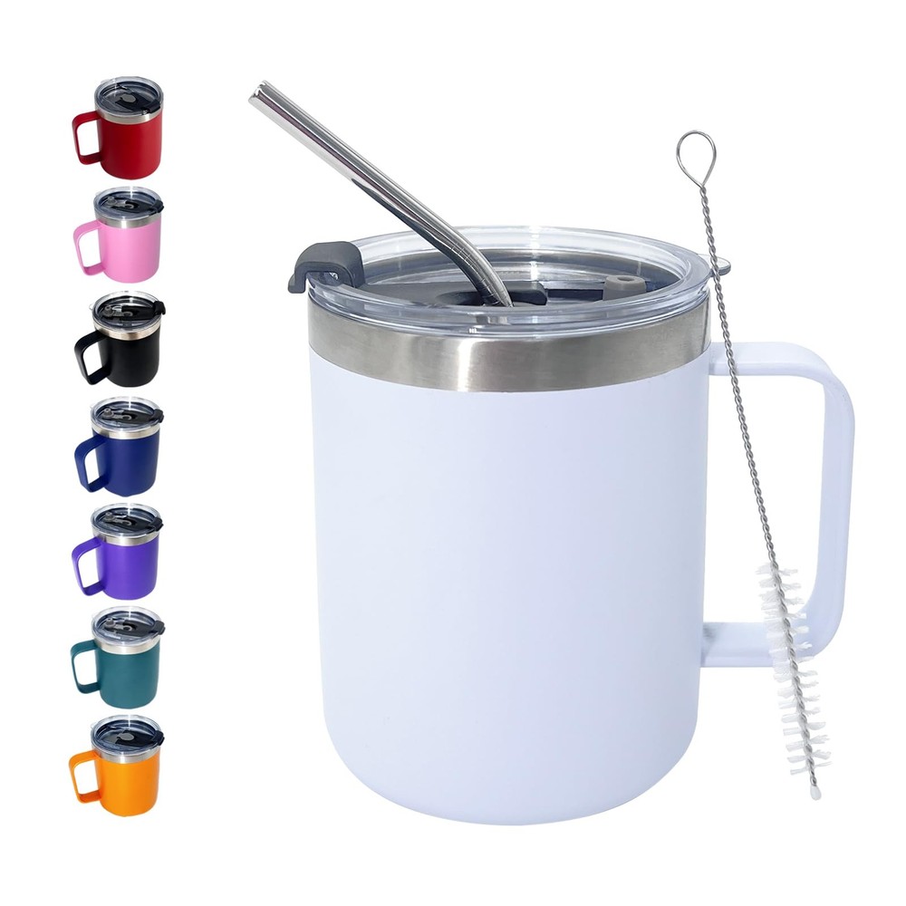 1-Pack 12oz Stainless Steel Insulated Travel Tumbler with Handle - Bulk Coffee Mug