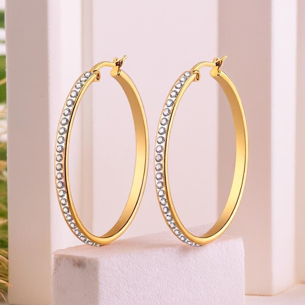 Dainty Pave Zirconia Hoop Earrings, 18K Gold Crystal Hoops, Minimalist Design.
