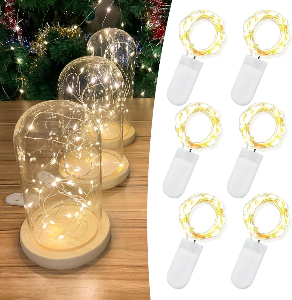 6 Pack 7FT LED Fairy Lights 20 Warm White Battery Operated Mini String Lights