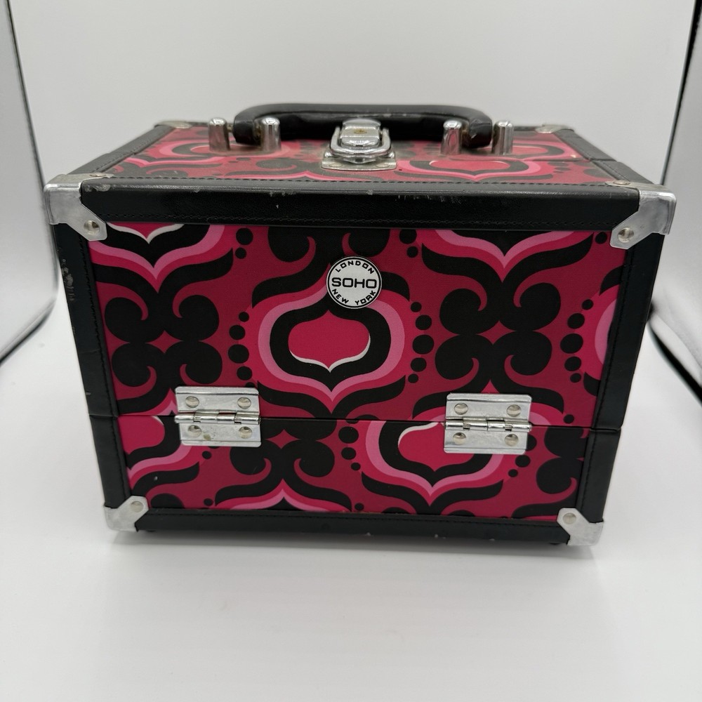 London Soho NY Rosa Maquillaje Tren Estuche de Viaje Joyero Mango Superior Contenedor