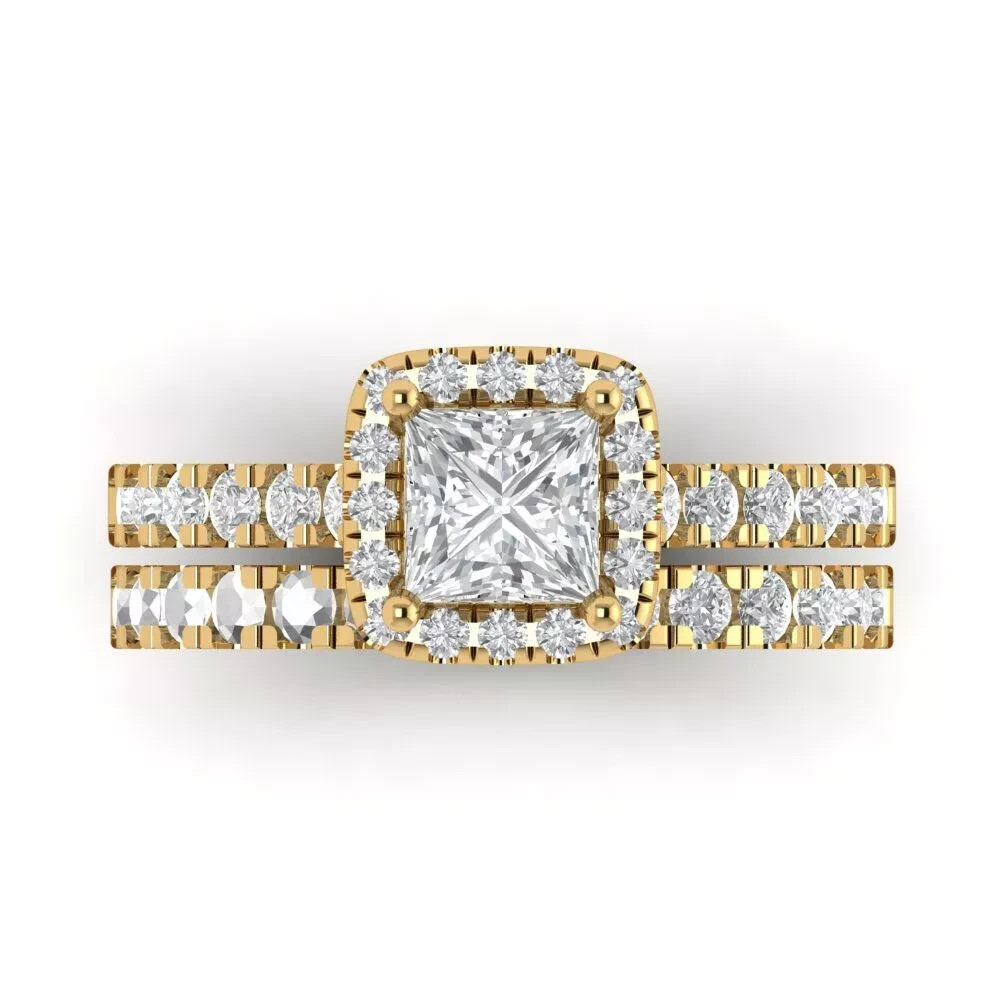 2.00Ct Princess cut Lab-Created Diamond Engagement Ring 14k Yellow gold Plated