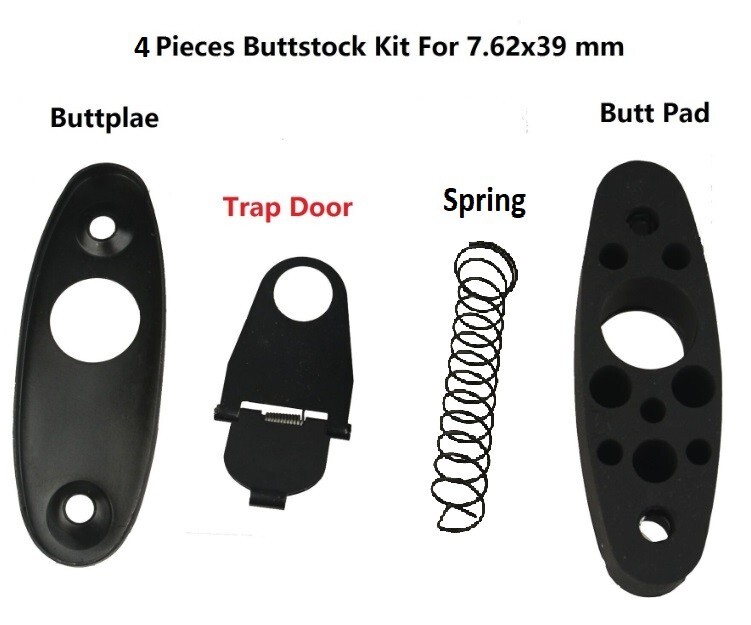 4PC Kit of Buttplate ,Trap Door, Spring and Butt Pad For 7.62x39mm Wood Stock
