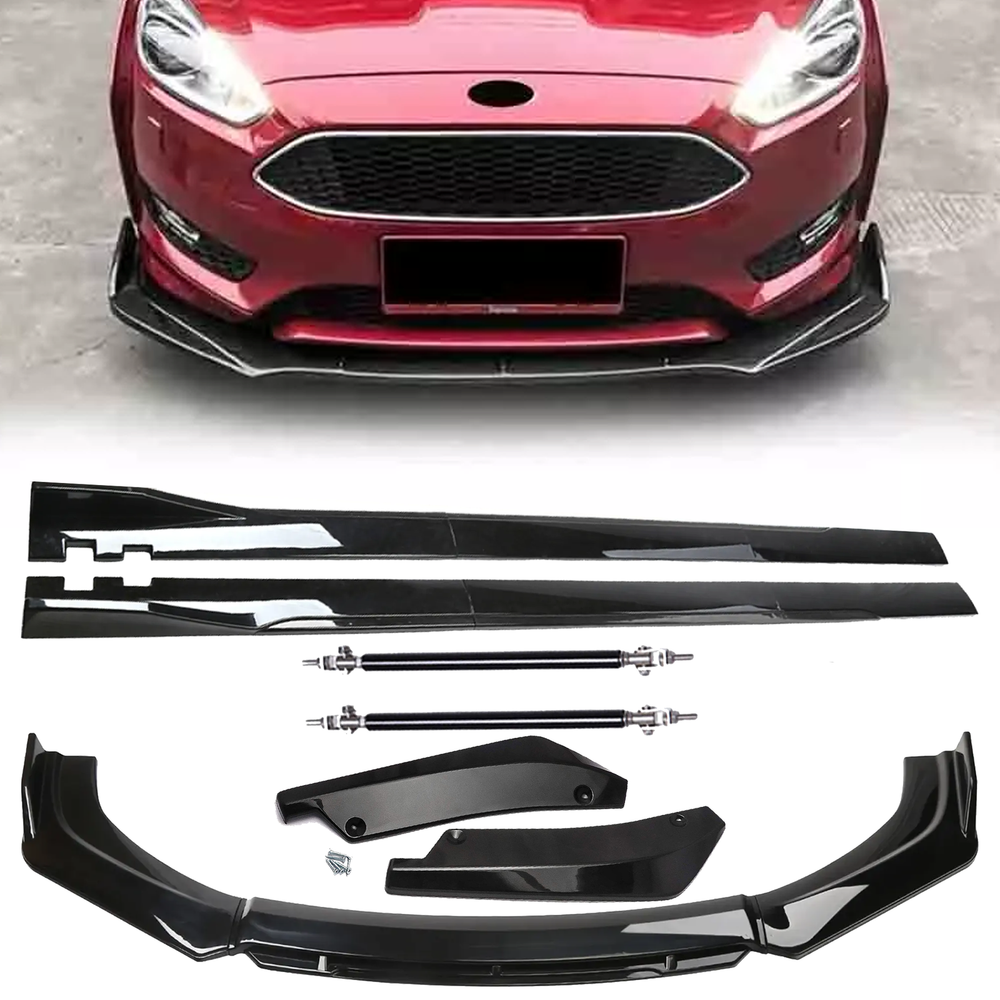 Front Bumper Lip Chin Spoiler Splitter Side Skirt Rear Rod For Ford Focus 15-18