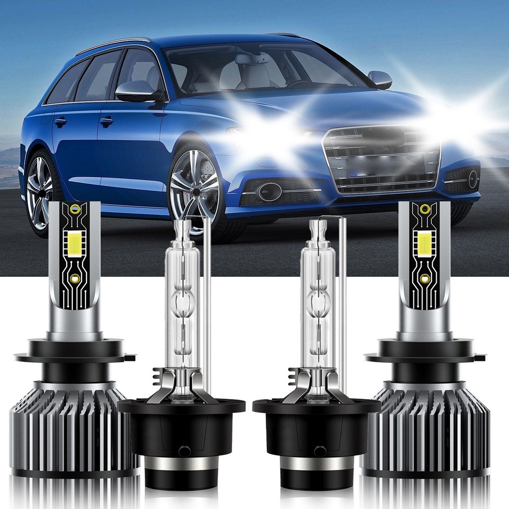 For Audi S6 2002-2003 H7 D2S LED HID Headlight Combo High Low Beam Bulbs Kit