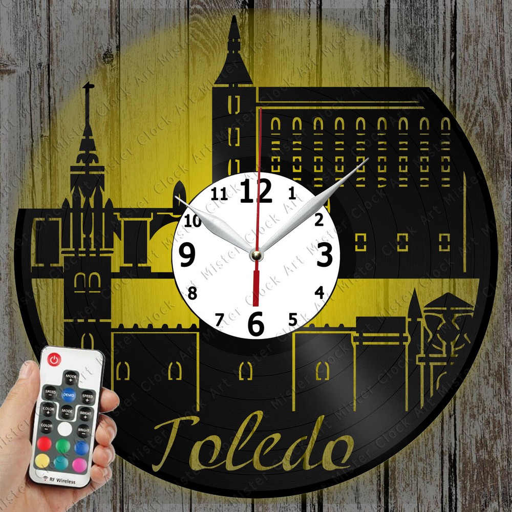 LED Clock Toledo Skyline Record Clock Art Decor Original Gift 6804