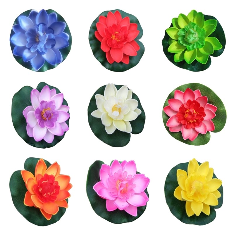6Pcs 10cm Artificial Floating Flower for Garden Pond Fountains Decorations