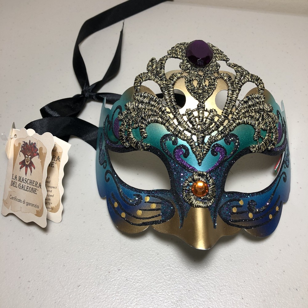Pier One Maschera Del Galeone  Masquerade Mask Hand Painted Made In Italy