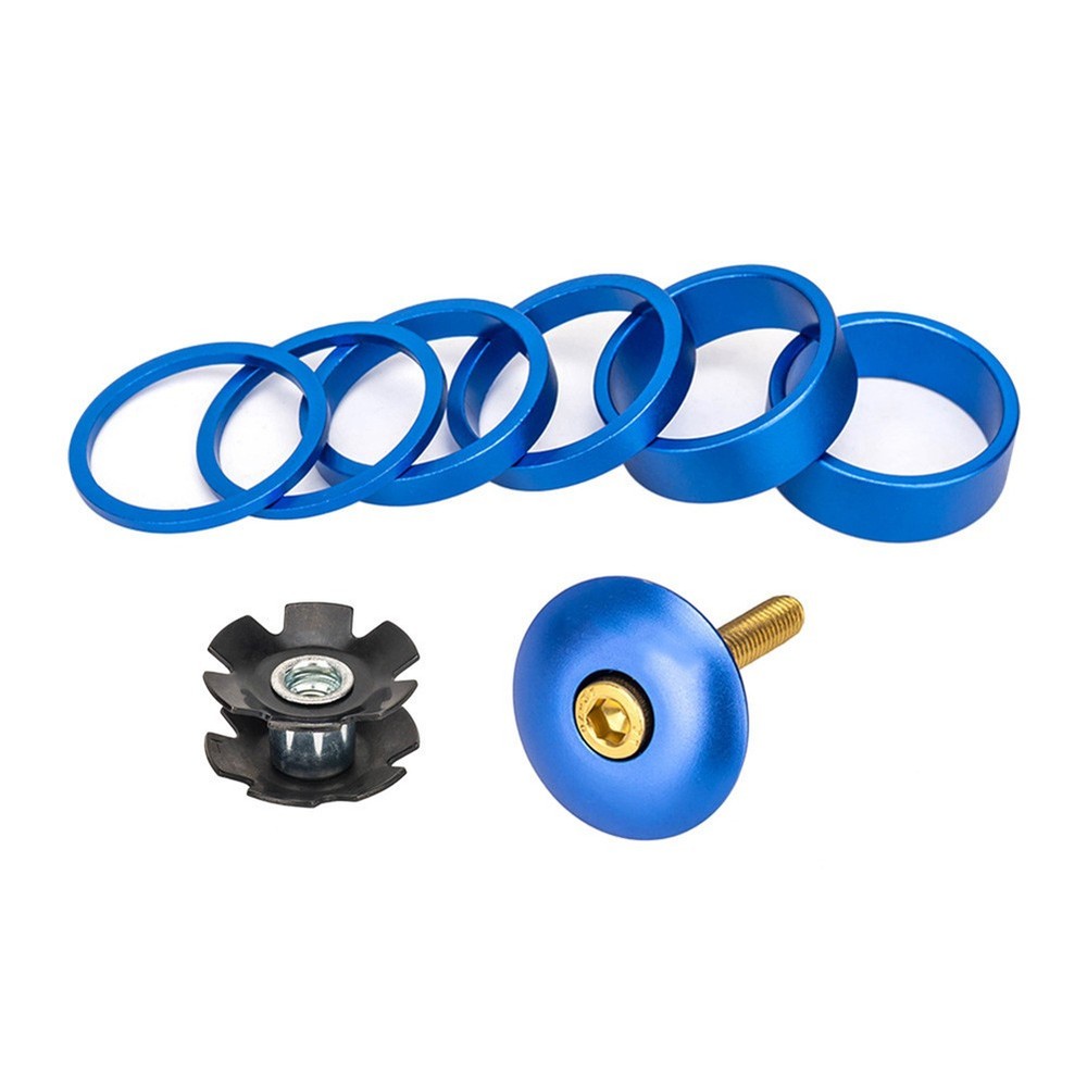 Bike Headset Washer Bicycle Front Fork Stem Spacers Ring Gasket Set Blue Gold