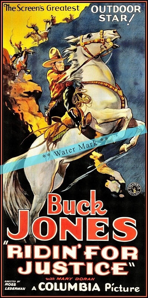 Ridin For Justice 1932 Buck Jones Vintage Poster Print Retro Style Movie Wal Art