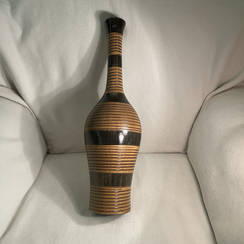 Large Ceramic Natural Earthy Wood Textured Vase Decorative Accent Room Decor 19”